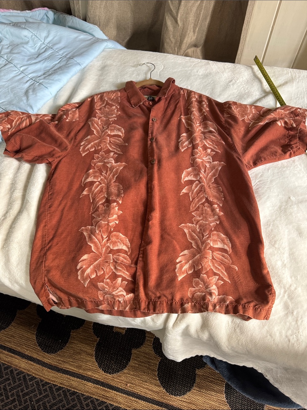 Tommy Bahama Rust Short-Sleeve Button-Down with Cream Floral Print